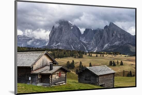 Europe, Italy, the Dolomites, South Tyrol, Seiseralm, Langkofel and Plattkofel, Alpine Huts-Gerhard Wild-Mounted Photographic Print