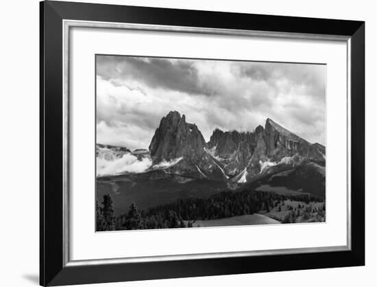 Europe, Italy, the Dolomites, South Tyrol, Seiseralm, Langkofel and Plattkofel, B/W-Gerhard Wild-Framed Photographic Print