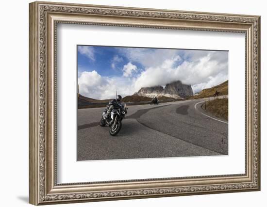 Europe, Italy, the Dolomites, South Tyrol, Sella Pass, Langkofel, Biker-Gerhard Wild-Framed Photographic Print