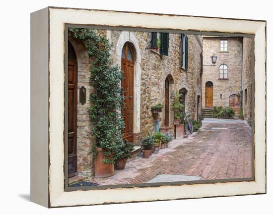 Europe, Italy, Tuscany, Pienza. Street Along the Town of Pienza-Julie Eggers-Framed Premier Image Canvas