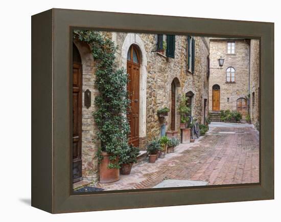 Europe, Italy, Tuscany, Pienza. Street Along the Town of Pienza-Julie Eggers-Framed Premier Image Canvas