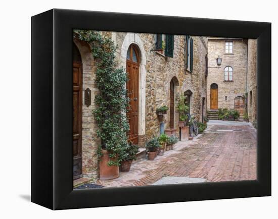 Europe, Italy, Tuscany, Pienza. Street Along the Town of Pienza-Julie Eggers-Framed Premier Image Canvas