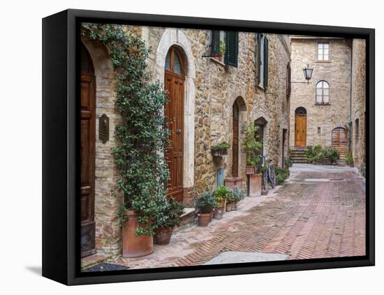 Europe, Italy, Tuscany, Pienza. Street Along the Town of Pienza-Julie Eggers-Framed Premier Image Canvas