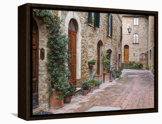 Europe, Italy, Tuscany, Pienza. Street Along the Town of Pienza-Julie Eggers-Framed Premier Image Canvas