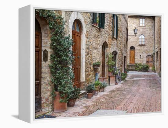 Europe, Italy, Tuscany, Pienza. Street Along the Town of Pienza-Julie Eggers-Framed Premier Image Canvas