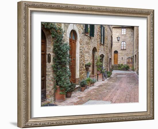 Europe, Italy, Tuscany, Pienza. Street Along the Town of Pienza-Julie Eggers-Framed Photographic Print