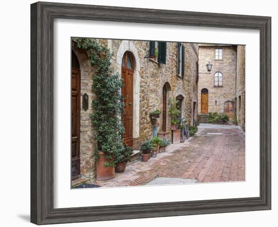 Europe, Italy, Tuscany, Pienza. Street Along the Town of Pienza-Julie Eggers-Framed Photographic Print