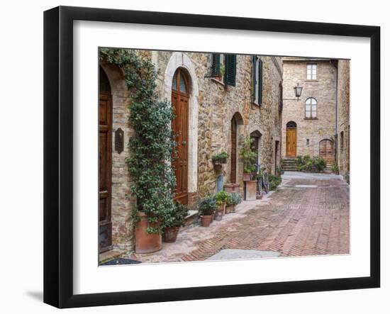 Europe, Italy, Tuscany, Pienza. Street Along the Town of Pienza-Julie Eggers-Framed Photographic Print