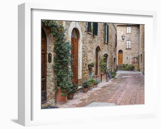 Europe, Italy, Tuscany, Pienza. Street Along the Town of Pienza-Julie Eggers-Framed Photographic Print