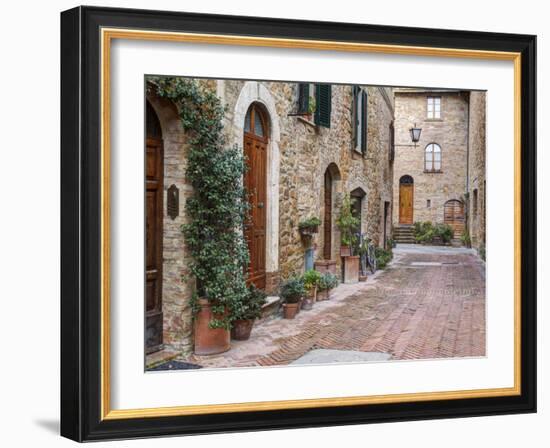 Europe, Italy, Tuscany, Pienza. Street Along the Town of Pienza-Julie Eggers-Framed Photographic Print