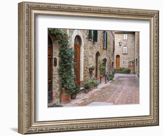 Europe, Italy, Tuscany, Pienza. Street Along the Town of Pienza-Julie Eggers-Framed Photographic Print