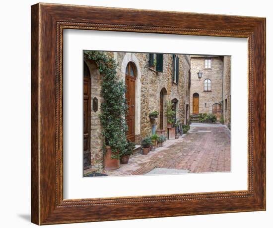 Europe, Italy, Tuscany, Pienza. Street Along the Town of Pienza-Julie Eggers-Framed Photographic Print