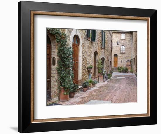 Europe, Italy, Tuscany, Pienza. Street Along the Town of Pienza-Julie Eggers-Framed Photographic Print