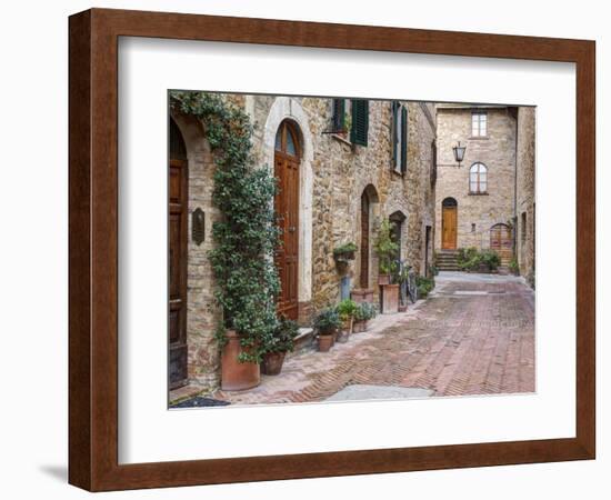 Europe, Italy, Tuscany, Pienza. Street Along the Town of Pienza-Julie Eggers-Framed Photographic Print