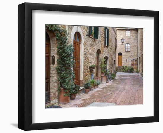 Europe, Italy, Tuscany, Pienza. Street Along the Town of Pienza-Julie Eggers-Framed Photographic Print