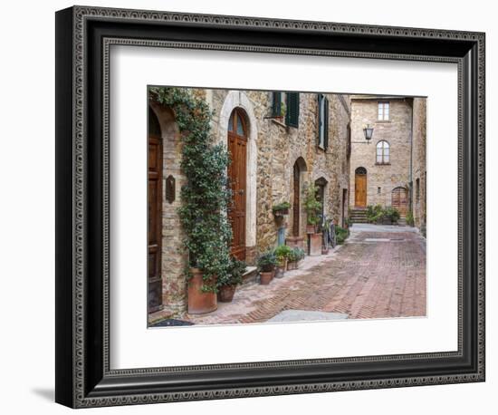 Europe, Italy, Tuscany, Pienza. Street Along the Town of Pienza-Julie Eggers-Framed Photographic Print