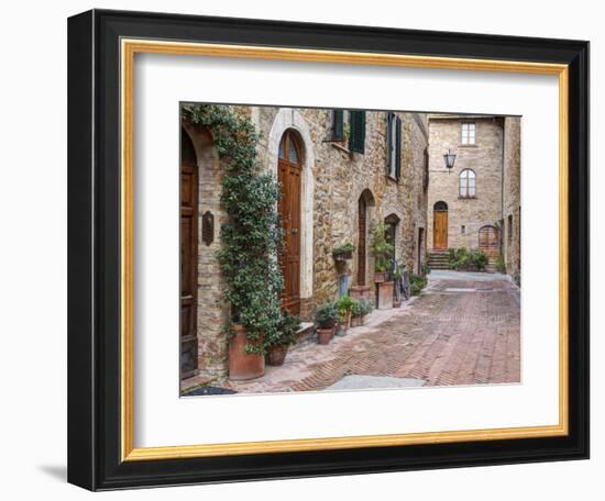 Europe, Italy, Tuscany, Pienza. Street Along the Town of Pienza-Julie Eggers-Framed Photographic Print