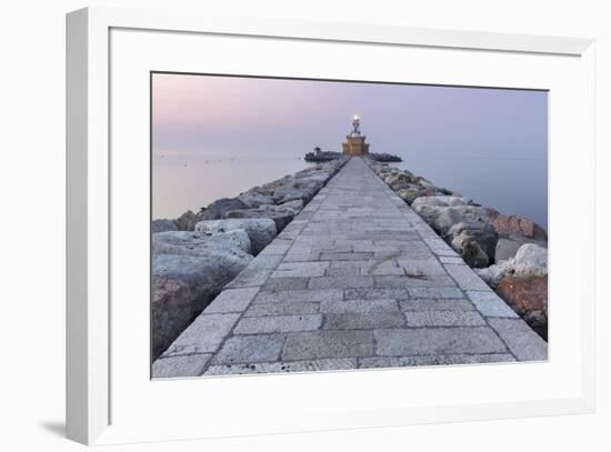 Europe, Italy, Veneto, Venice, Cavallino coast.  Lighthouse of Punta Sabbioni at dawn-ClickAlps-Framed Photographic Print