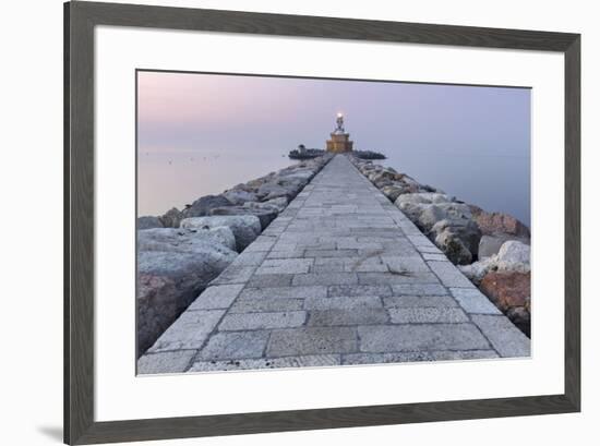 Europe, Italy, Veneto, Venice, Cavallino coast.  Lighthouse of Punta Sabbioni at dawn-ClickAlps-Framed Photographic Print