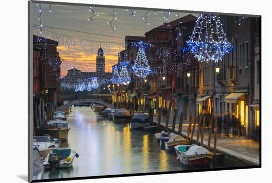 Europe, Italy, Veneto, Venice, Murano, Christmas Decoration on a Canal-Christian Kober-Mounted Photographic Print