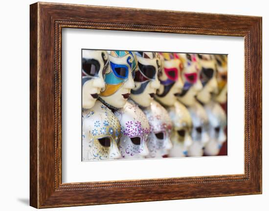 Europe, Italy, Veneto, Venice, Souvenir Venetian Carnival Masks-Christian Kober-Framed Photographic Print