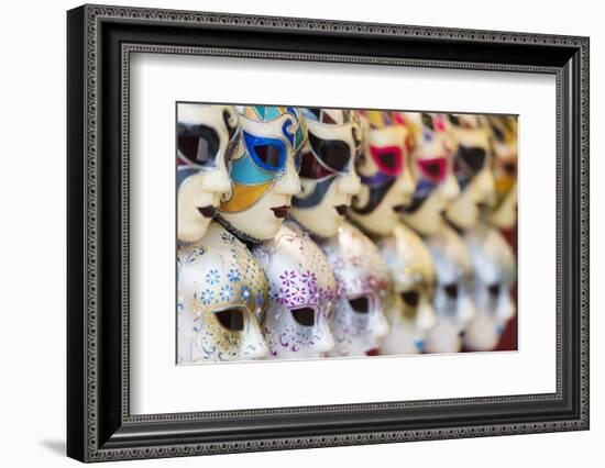 Europe, Italy, Veneto, Venice, Souvenir Venetian Carnival Masks-Christian Kober-Framed Photographic Print