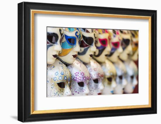 Europe, Italy, Veneto, Venice, Souvenir Venetian Carnival Masks-Christian Kober-Framed Photographic Print