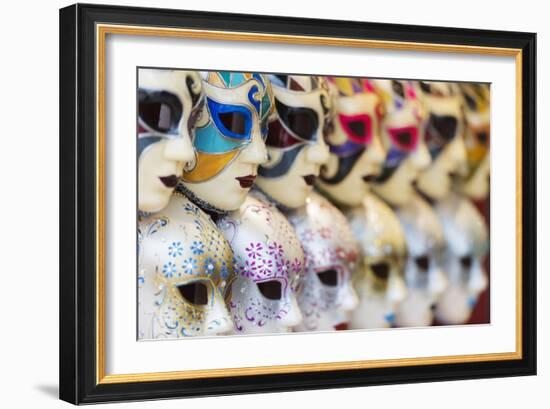 Europe, Italy, Veneto, Venice, Souvenir Venetian Carnival Masks-Christian Kober-Framed Photographic Print