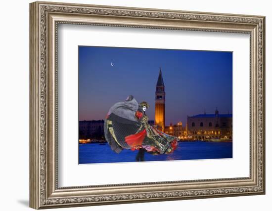 Europe, Italy, Venice. Composite of Woman in Carnival Costume and San Marco Square-Jaynes Gallery-Framed Photographic Print