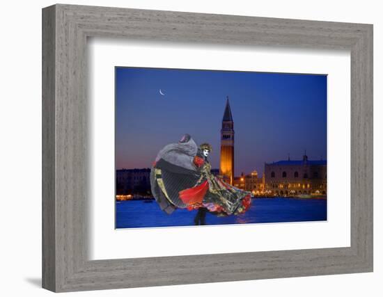 Europe, Italy, Venice. Composite of Woman in Carnival Costume and San Marco Square-Jaynes Gallery-Framed Photographic Print