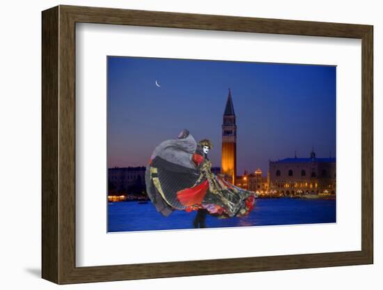 Europe, Italy, Venice. Composite of Woman in Carnival Costume and San Marco Square-Jaynes Gallery-Framed Photographic Print