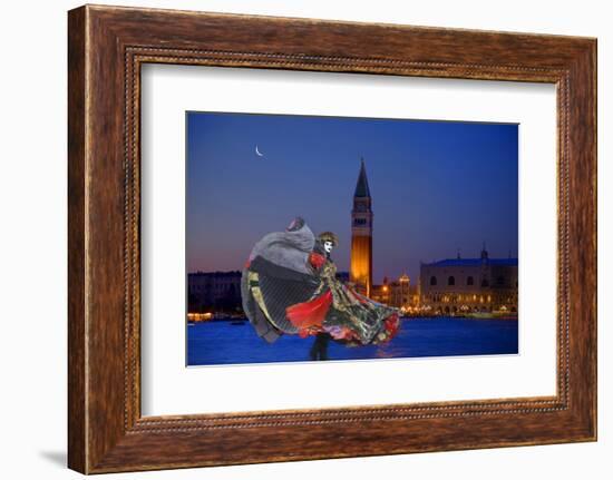 Europe, Italy, Venice. Composite of Woman in Carnival Costume and San Marco Square-Jaynes Gallery-Framed Photographic Print