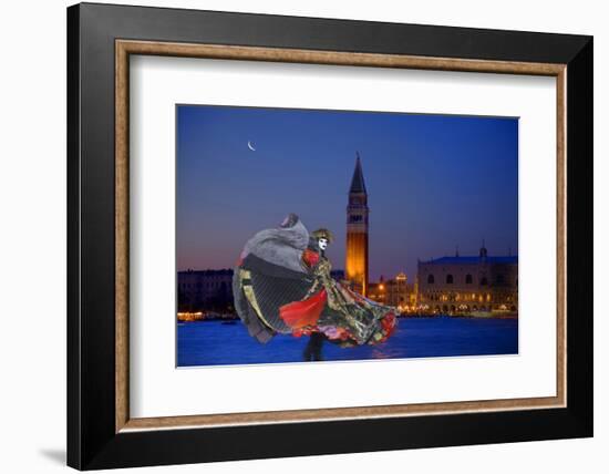 Europe, Italy, Venice. Composite of Woman in Carnival Costume and San Marco Square-Jaynes Gallery-Framed Photographic Print