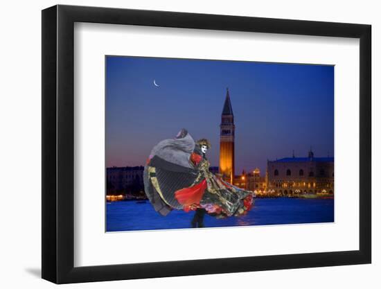 Europe, Italy, Venice. Composite of Woman in Carnival Costume and San Marco Square-Jaynes Gallery-Framed Photographic Print