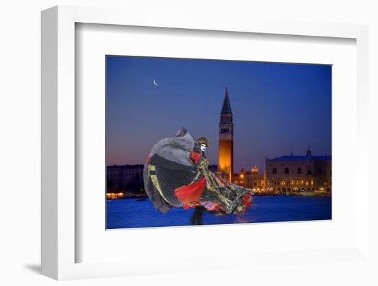Europe, Italy, Venice. Composite of Woman in Carnival Costume and San Marco Square-Jaynes Gallery-Framed Photographic Print