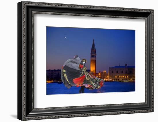 Europe, Italy, Venice. Composite of Woman in Carnival Costume and San Marco Square-Jaynes Gallery-Framed Photographic Print