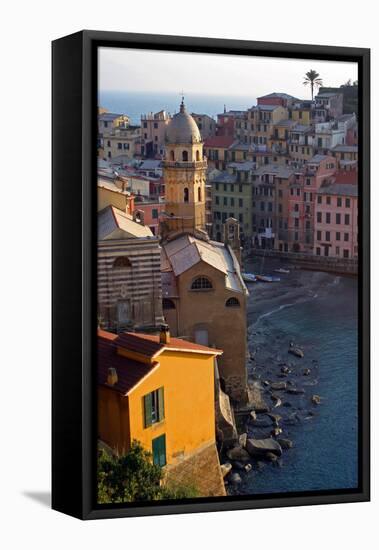 Europe, Italy, Vernazza. Cinque Terre Town of Vernazza, Italy-Kymri Wilt-Framed Premier Image Canvas