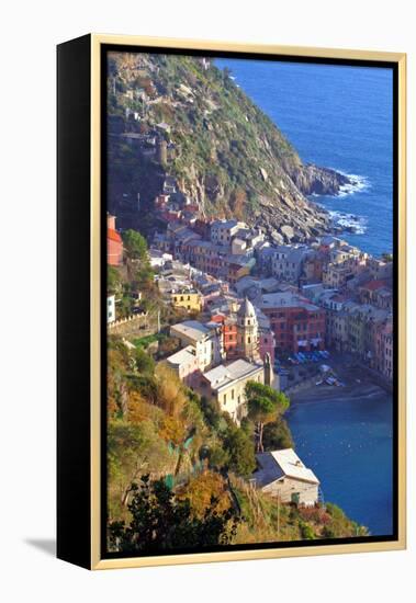 Europe, Italy, Vernazza. Cinque Terre Town of Vernazza, Italy-Kymri Wilt-Framed Premier Image Canvas
