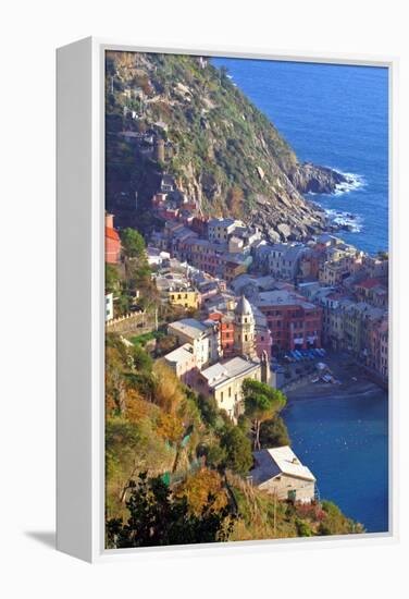 Europe, Italy, Vernazza. Cinque Terre Town of Vernazza, Italy-Kymri Wilt-Framed Premier Image Canvas