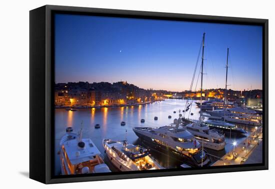 Europe, Maltese Islands, Malta. the Port of Vittoriosa with Luxury Yachts Parked at the Marina.-Ken Scicluna-Framed Premier Image Canvas