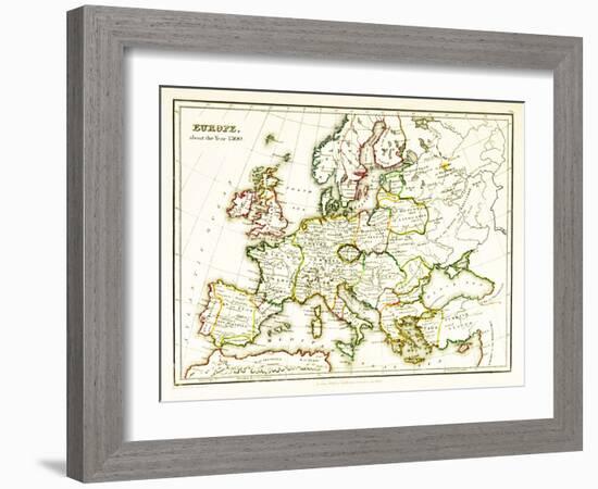 Europe Map, Showing Borders, 1300-Science Source-Framed Giclee Print