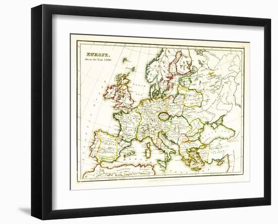 Europe Map, Showing Borders, 1300-Science Source-Framed Giclee Print