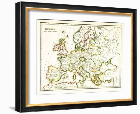 Europe Map, Showing Borders, 1300-Science Source-Framed Giclee Print