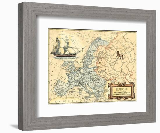 Europe Map-Vision Studio-Framed Art Print