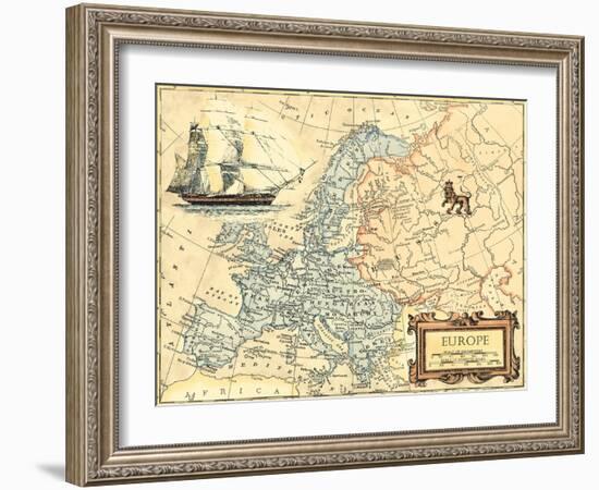 Europe Map-Vision Studio-Framed Art Print