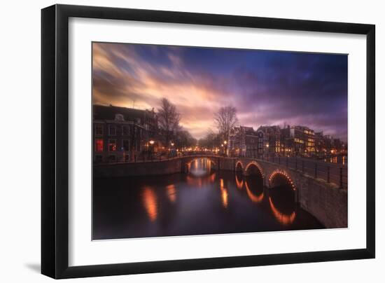 Europe, Netherlands, Amsterdam - Typical View Over Amsterdam's Canals And Bridges-Aliaume Chapelle-Framed Photographic Print