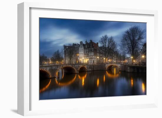 Europe, Netherlands, Amsterdam - Typical View Over Amsterdam's Canals And Bridges-Aliaume Chapelle-Framed Photographic Print