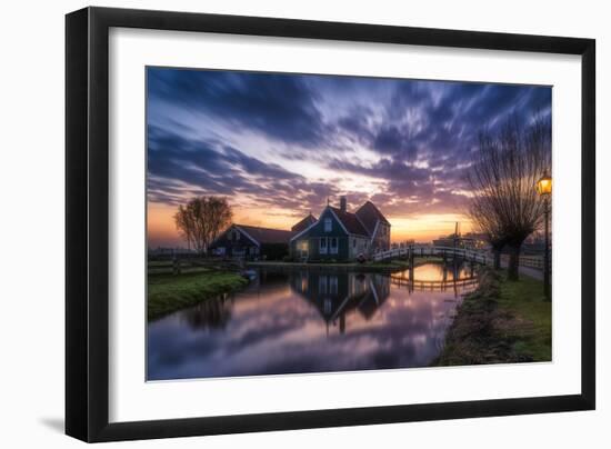 Europe, Netherlands, Zaanse Schans - Sunrise At The Typical Dutch Village Of Zaanse Schans-Aliaume Chapelle-Framed Photographic Print