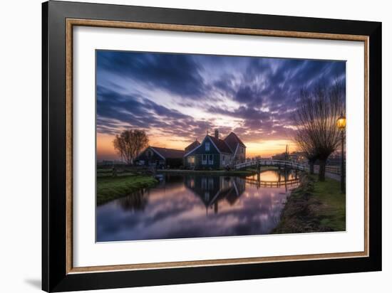Europe, Netherlands, Zaanse Schans - Sunrise At The Typical Dutch Village Of Zaanse Schans-Aliaume Chapelle-Framed Photographic Print