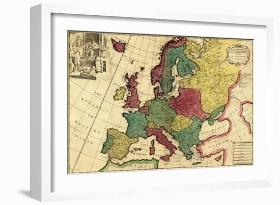 Europe - Panoramic Map-Lantern Press-Framed Art Print